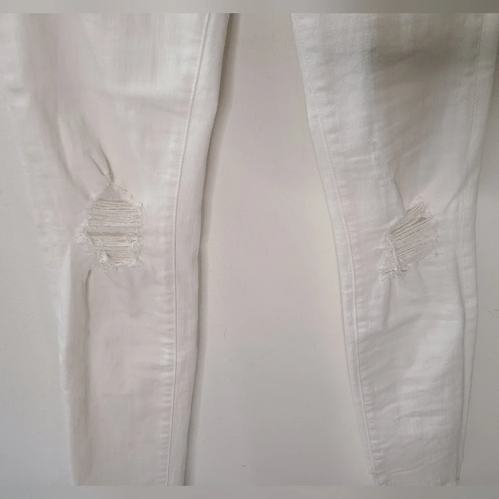 FRAME Le Skinny De Jeanne Crop Distressed Jeans in Blanc White Sz 27 - Picture 7 of 13